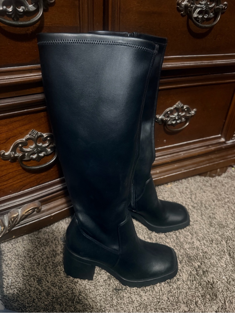 Gianni Bini Women's Black Knee-High Block Heel Boots
